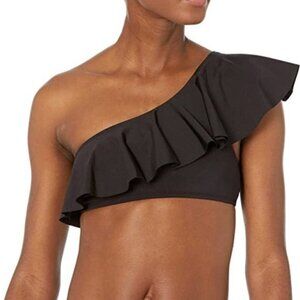 Trina Turk Women's Standard Atlas One Shoulder Ruffle Bandeau, Black, 14 NWT
